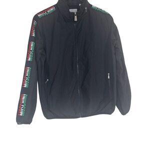 Moschino Logo Sleeve Zip Bomber Jacket Black Youth 14 / Women’s XS–S